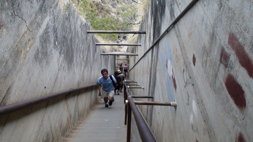 The stairs leading up to the top of Diamond Head